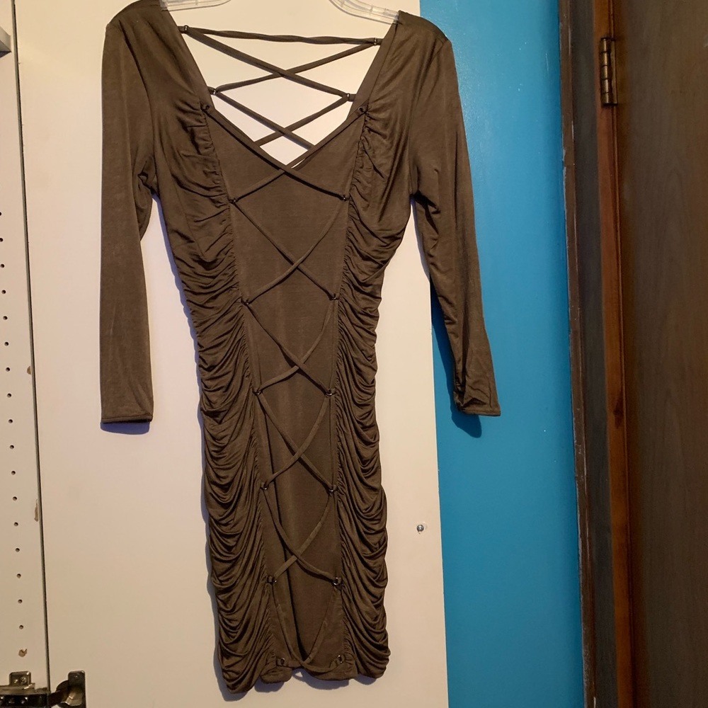 Bebe Laced Ruched Dress